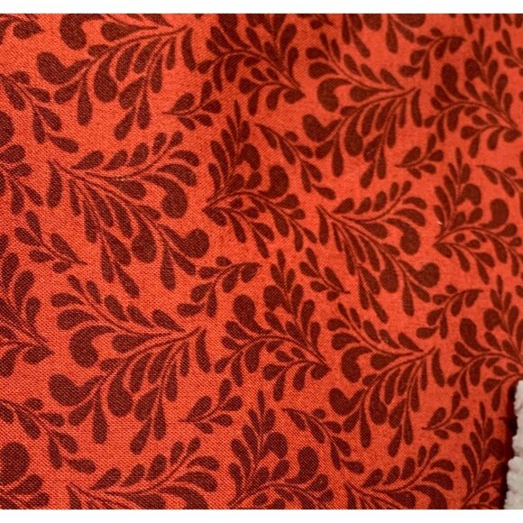 Fraktur Fancy Cotton Red & Brown Floral Fabric 1/2 yard Schwenkfelder Library - Picture 2 of 5